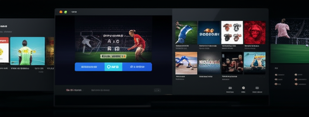 Interface IPTV premium com múltiplas telas simultâneas - recursos exclusivos